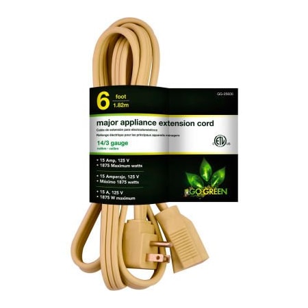 Gogreen GoGreen Power, 6 Ft Appliance Cord - Beige GG-25606